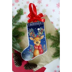 Kit de botte de point de croix DIY "Assistant du Père Noël" 18x27 cm AAHH-002