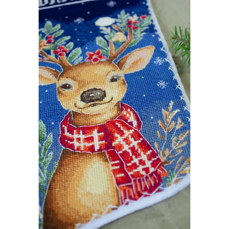 Kit de botte de point de croix DIY "Assistant du Père Noël" 18x27 cm AAHH-002