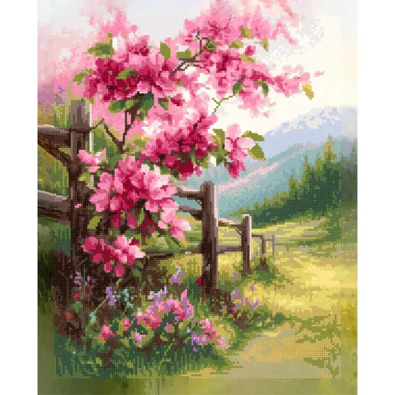 Diamantmalerei mit Unterrahmen "Blühender Zaun" 40x50 cm DP439