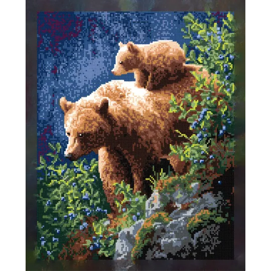 Алмазная мозаика с подрамником "Медведи" 40x50 см DP442
