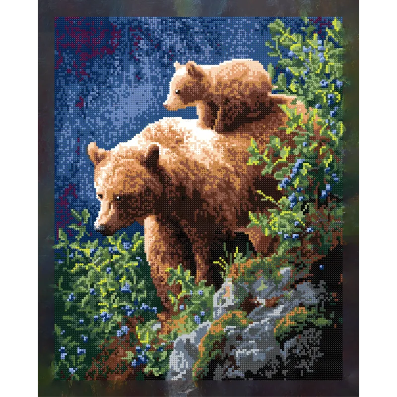Алмазная мозаика с подрамником "Медведи" 40x50 см DP442