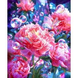 Peinture diamant avec sous-cadre "Pivoines" 40x50 cm DP431