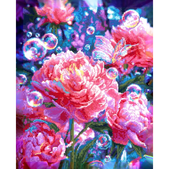 Peinture diamant avec sous-cadre "Pivoines" 40x50 cm DP431