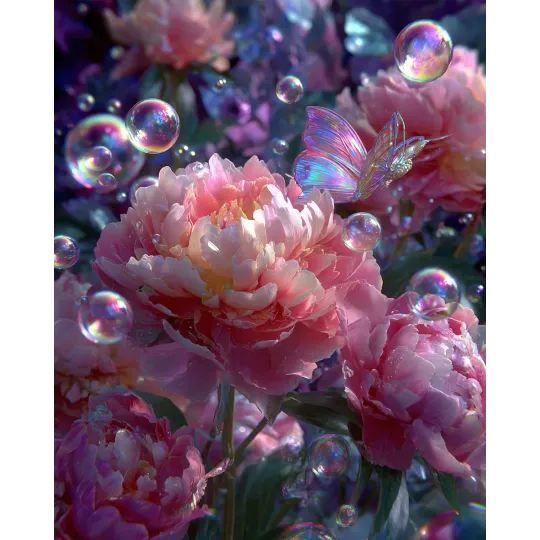 Peinture diamant avec sous-cadre "Pivoines" 40x50 cm DP431