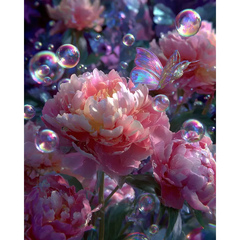 Peinture diamant avec sous-cadre "Pivoines" 40x50 cm DP431