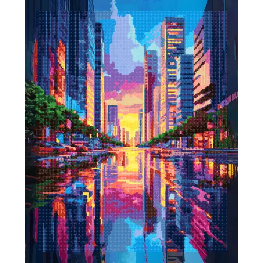 Deimantų mozaika su porėmiu "Miestas" 40x50 cm DP440