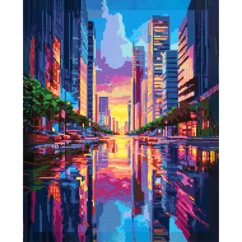 Deimantų mozaika su porėmiu "Miestas" 40x50 cm DP440