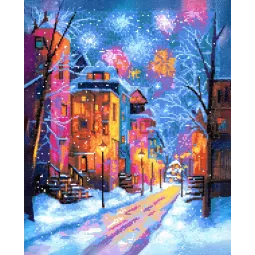 (Eingestellt) Diamantmalerei mit Keilrahmen "Winterstadt" 40x50 cm DP430