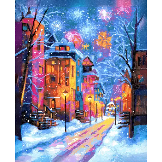 Peinture diamant avec châssis "Winter City" 40x50 cm DP430