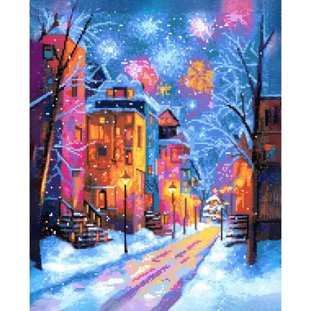 (Eingestellt) Diamantmalerei mit Keilrahmen "Winterstadt" 40x50 cm DP430