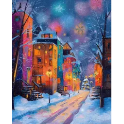 (Discontinued) Diamond painting with subframe "Winter City" 40x50 cm DP430
