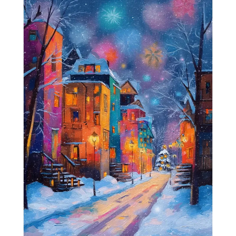 Diamantmalerei mit Unterrahmen "Winterstadt" 40x50 cm DP430