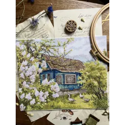 Набор для вышивания крестом «Сирень у дома» 28 х 22,2 cm SANS-77