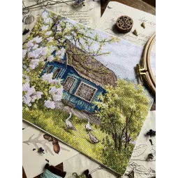 Kryželiu siuvinėjimo rinkinys „Alyvos prie namo“ 28 х 22,2 cm SANS-77