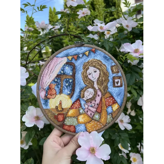 Kryželių siuvinėjimo rinkinys "Motinos šiluma" 19 х 19 cm SANM-41