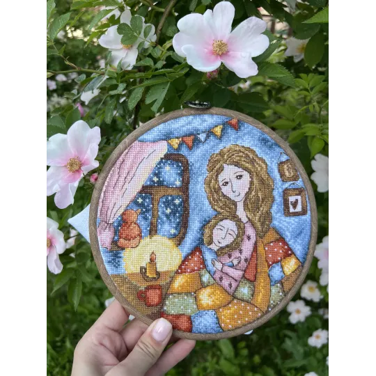 Kit de point de croix "Chaleur de maman" 19 x 19 cm SANM-41