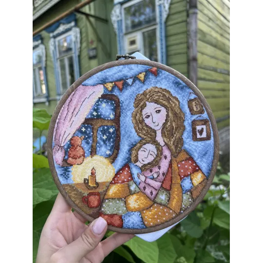 Kryželių siuvinėjimo rinkinys "Motinos šiluma" 19 х 19 cm SANM-41