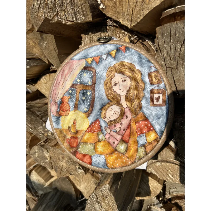 Kit de point de croix "Chaleur de maman" 19 x 19 cm SANM-41