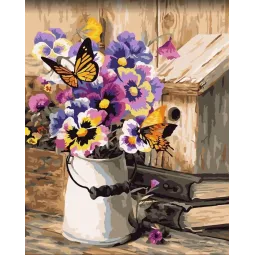 Wizardi tapybos pagal skaičius rinkinys. Kaimo gėlių puokštė 40x50 cm B129 0125