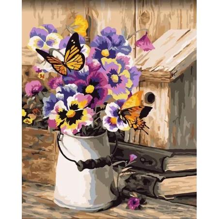 Wizardi Malen nach Zahlen-Set. Landblumenstrauß 40x50 cm B129 0125