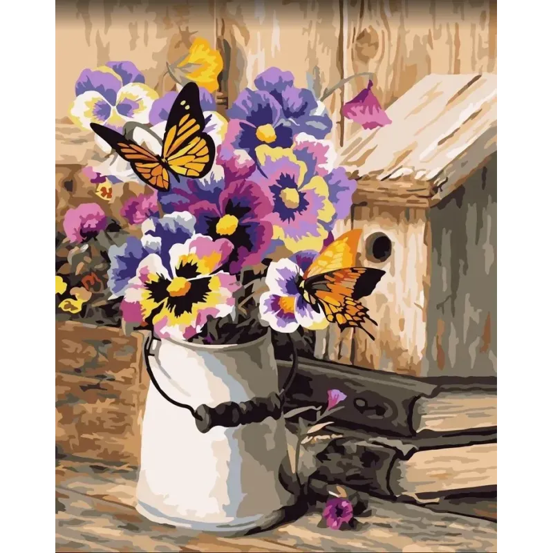 Wizardi painting by number kit. Countryside bouquet 40x50 cm B129 0125