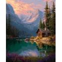 Peinture diamant avec sous-cadre "Maison au bord du lac" 40x50 cm DP434