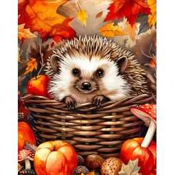 Алмазная мозаика на подрамнике Ежик в грибах 30x40 см VA813