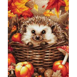 Peinture diamant avec sous-cadre Hérisson dans les champignons 30x40 cm VA813