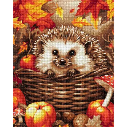 Diamond Painting with subframe Hedgehog in mushrooms 30x40 cm VA813