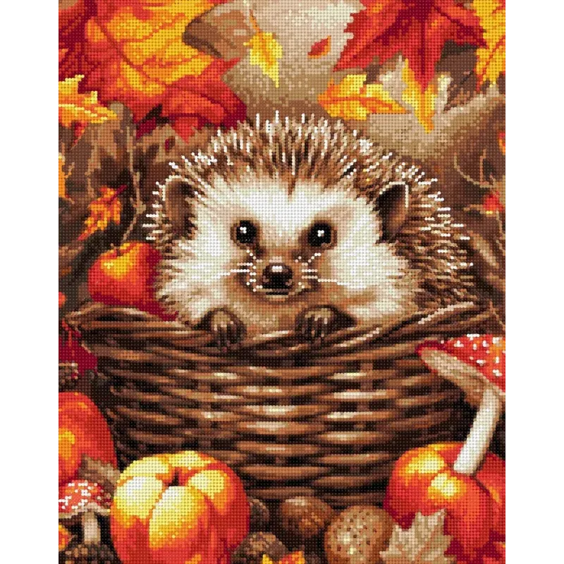 Diamond Painting with subframe Hedgehog in mushrooms 30x40 cm VA813