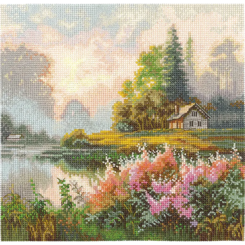 Kryželiu siuvinėjimo rinkinys "Rūko šalis" 19x19 cm SANK-69