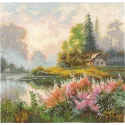 Kryželiu siuvinėjimo rinkinys "Rūko šalis" 19x19 cm SANK-69