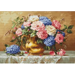 Kit de point de croix. "Golden Bloom" 48x33cm SB723