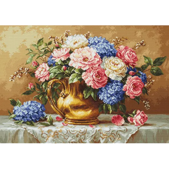 Kit Petit Point "Floraison Dorée" 30x21 cm SG723