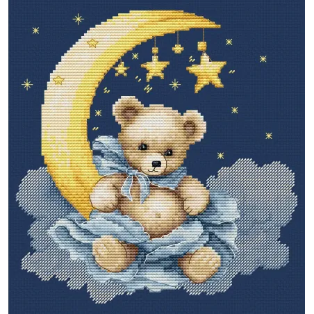 Kit de point de croix. "L'Univers d'un ours en peluche" 16 x 16 cm  SB1436
