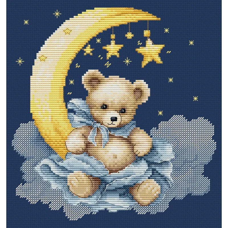 Kit de point de croix. "L'Univers d'un ours en peluche" 16 x 16 cm  SB1436