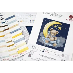 Kit de point de croix. "L'Univers d'un ours en peluche" 16 x 16 cm  SB1436