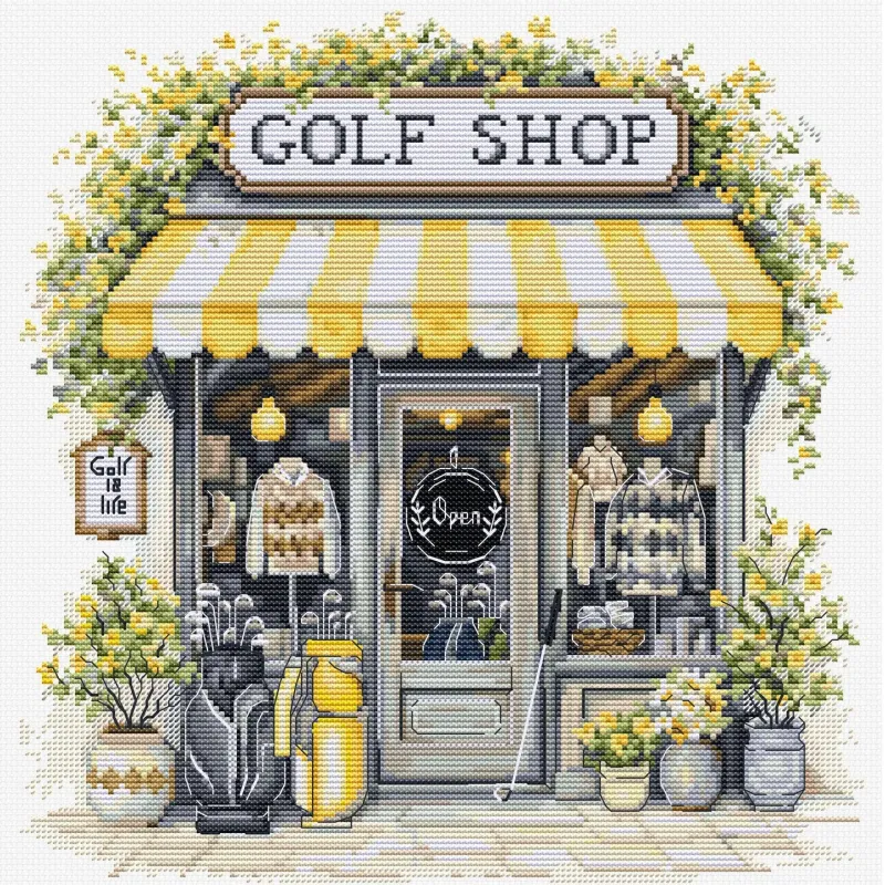 Kit de point de croix. "Golf Shop" 24 x 25 cm SB1438