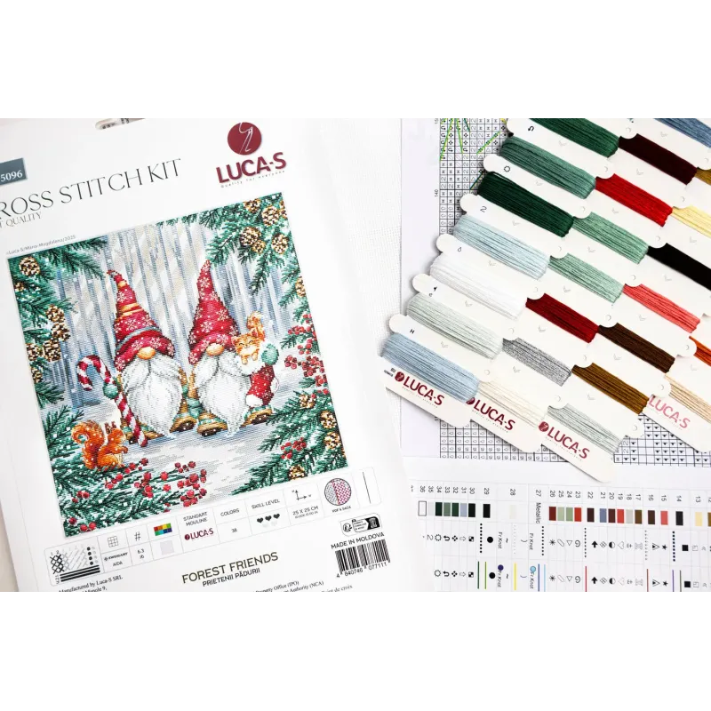 Kit de point de croix. « Amis de la forêt » 25 x 25 cm SBU5096