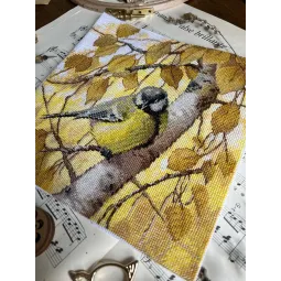Cross stitch kit "Titmouse" 19,5 х 19,5 cm SANS-76