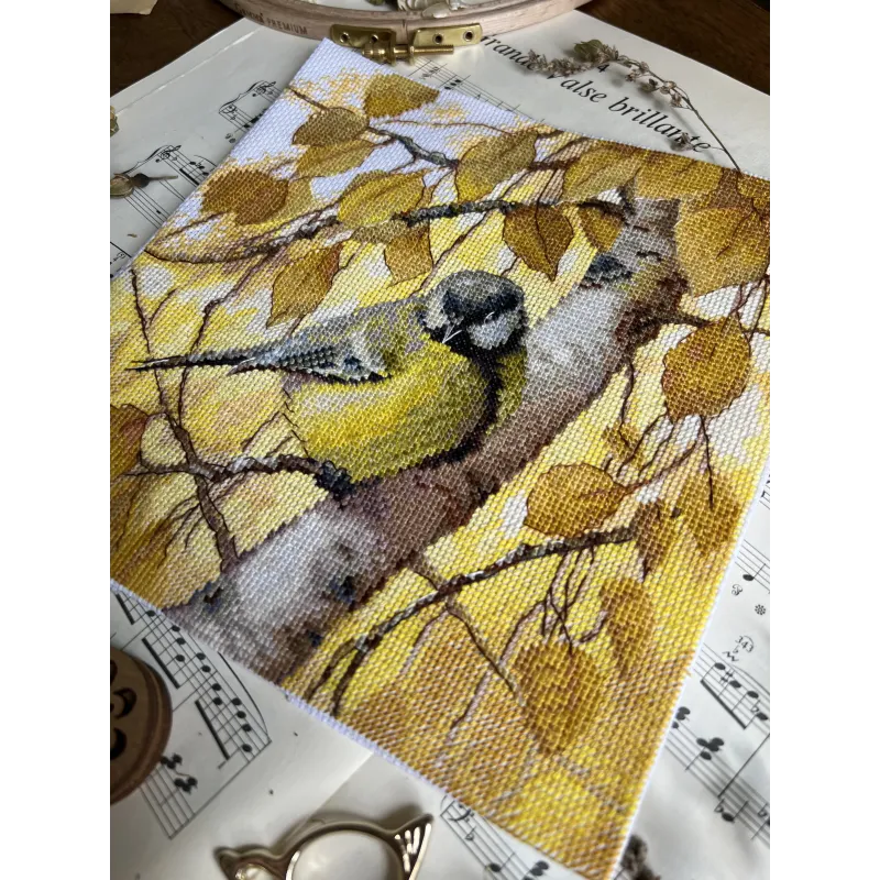 Kryželiu siuvinėjimo rinkinys „Zylė“ 19,5 х 19,5 cm SANS-76