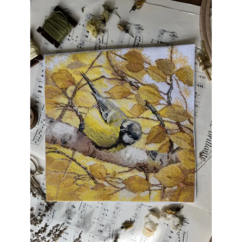 Cross stitch kit "Titmouse" 19,5 х 19,5 cm SANS-76