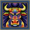 (VENTE) Taureau coloré 25x25 cm AZ-1884
