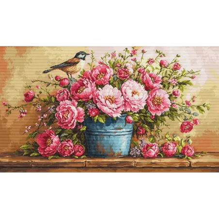 Kreuzstich-Set. "Üppiger Blumenstrauß" 60 x 35 cm SB7055