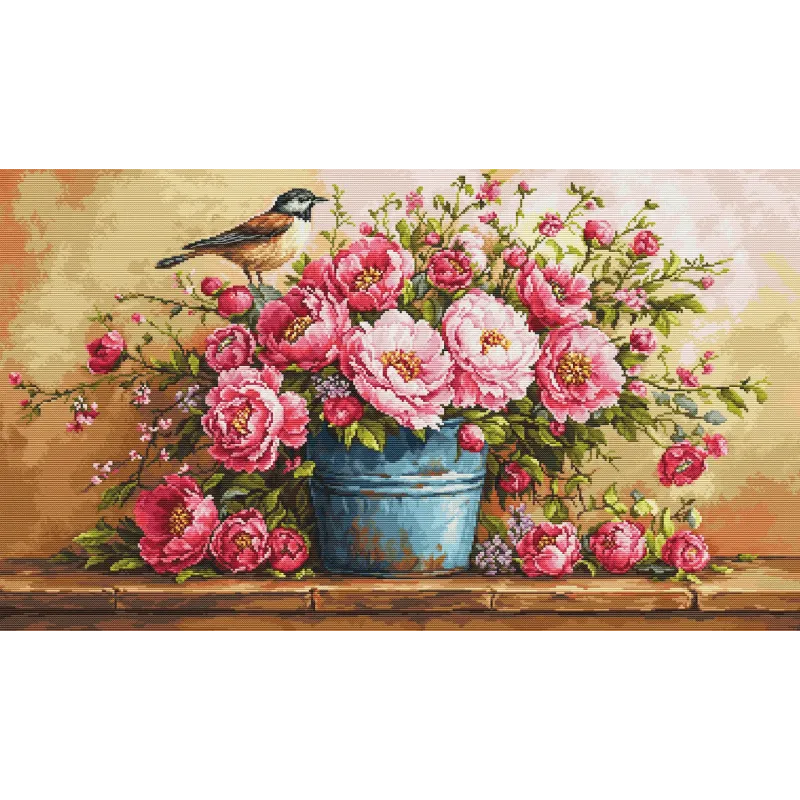 Kreuzstich-Set. "Üppiger Blumenstrauß" 60 x 35 cm SB7055