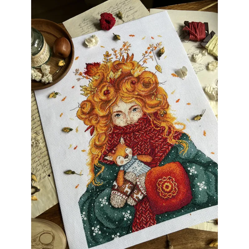 Kryželių siuvinėjimo rinkinys "Rudens siela" 22,5 x 31 cm SAND-45