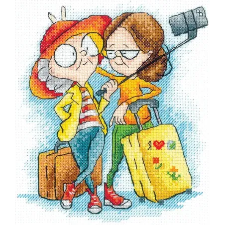 Kit de point de croix "Granny Travelers" 12 х 14 cm SANB-28