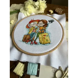 Kryželiu siuvinėjimo rinkinys "Močiutės keliautojos" 12 х 14 cm SANB-28