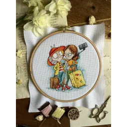 Kryželiu siuvinėjimo rinkinys "Močiutės keliautojos" 12 х 14 cm SANB-28