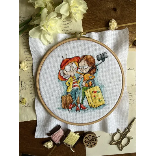 Kit de point de croix "Granny Travelers" 12 х 14 cm SANB-28